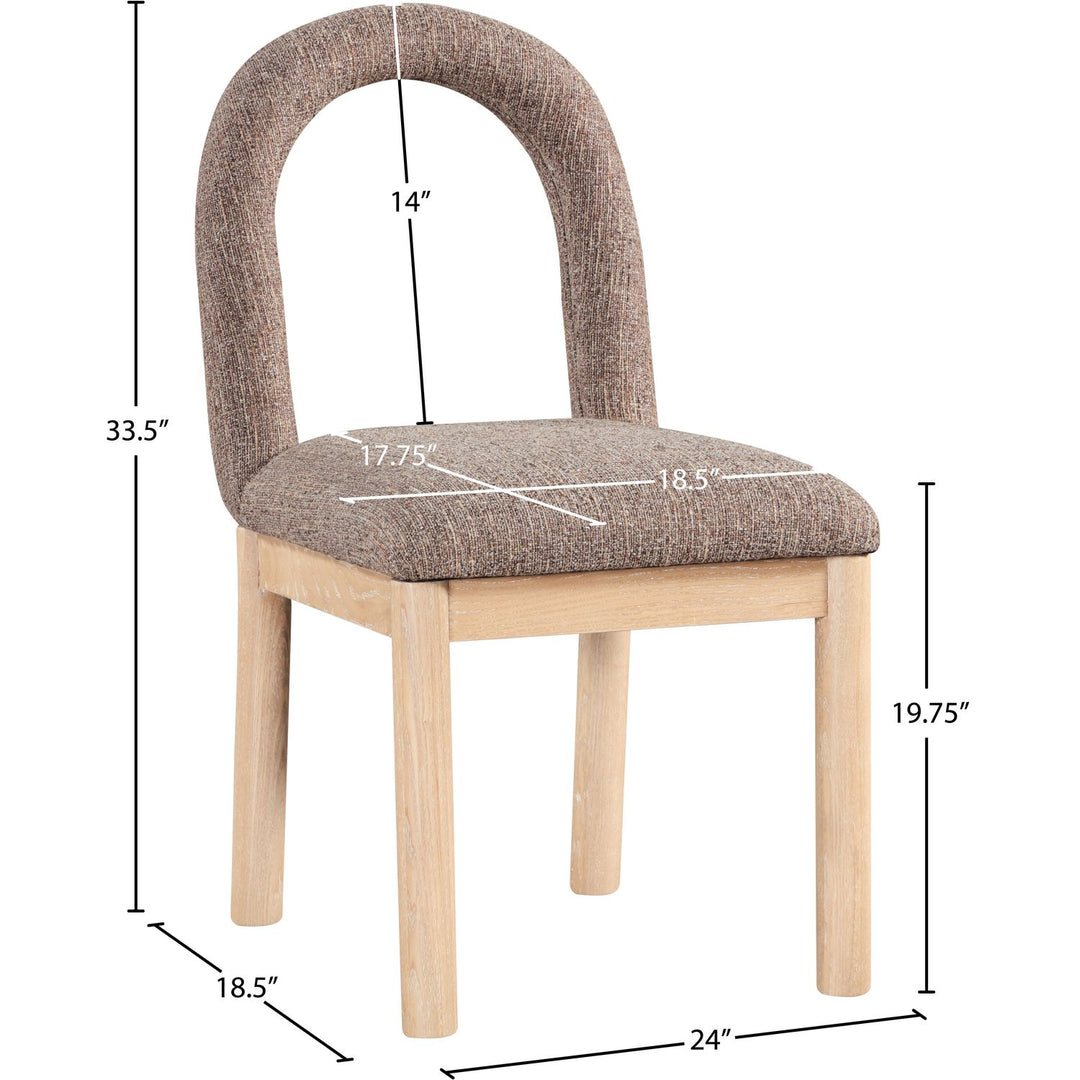 Conrad Linen Textured Fabric Upholstered Dining Chair — Brown / Natural