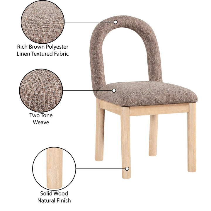 Conrad Linen Textured Fabric Upholstered Dining Chair — Brown / Natural