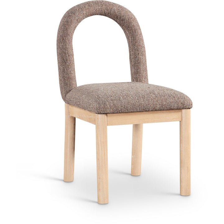 Conrad Linen Textured Fabric Upholstered Dining Chair — Brown / Natural