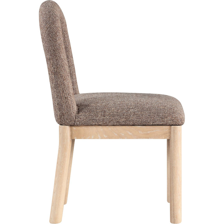 Conrad Linen Textured Fabric Upholstered Dining Chair — Brown / Natural