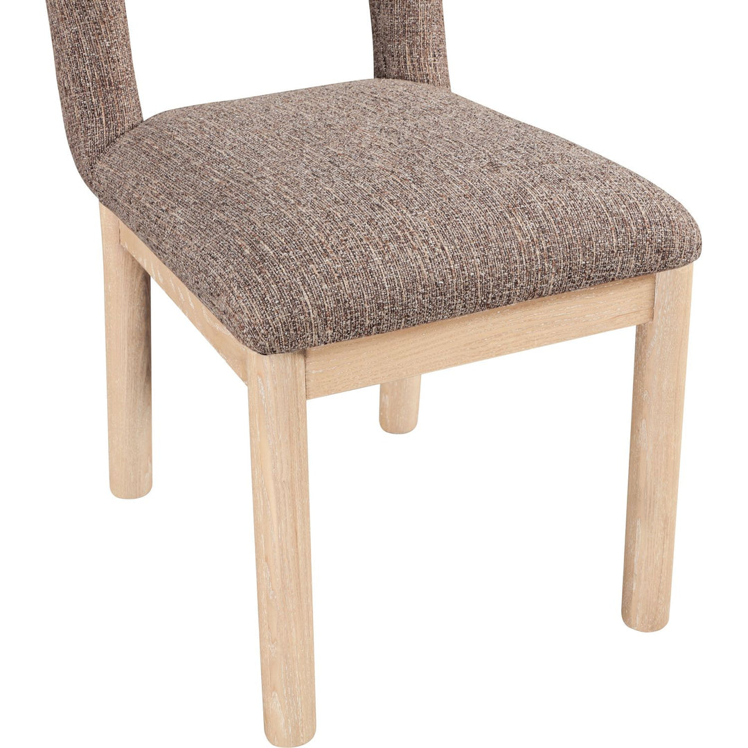 Conrad Linen Textured Fabric Upholstered Dining Chair — Brown / Natural