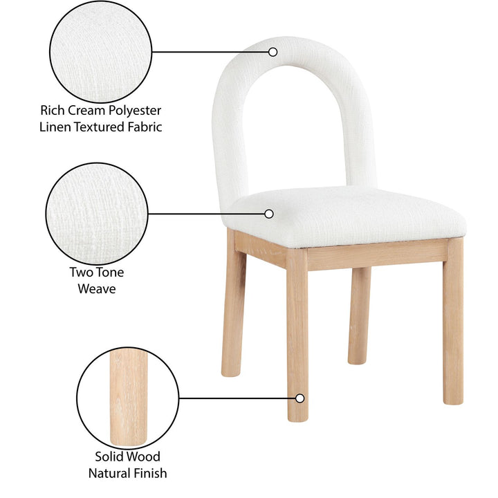 Conrad Linen Textured Fabric Upholstered Dining Chair — Cream / Natural