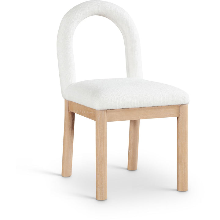 Conrad Linen Textured Fabric Upholstered Dining Chair — Cream / Natural