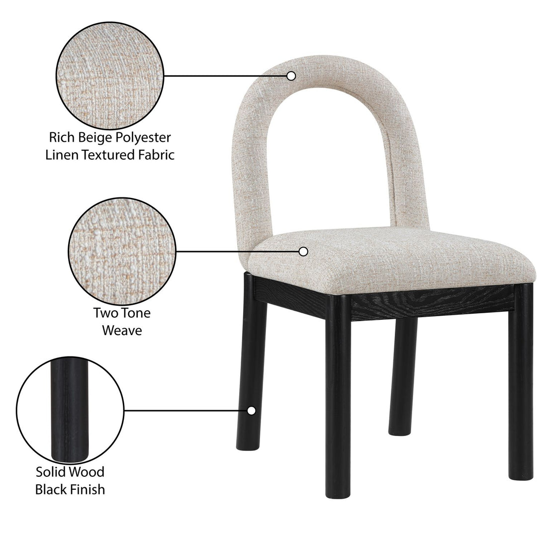 Conrad Linen Textured Fabric Upholstered Dining Chair — Beige / Black