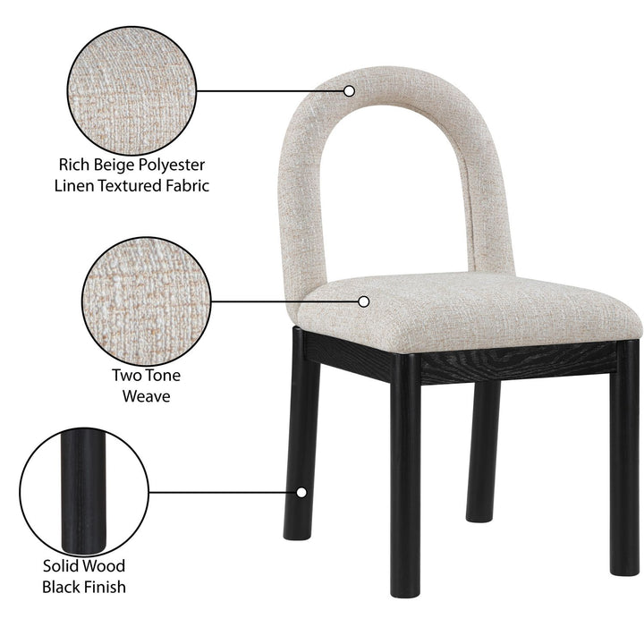 Conrad Linen Textured Fabric Upholstered Dining Chair — Beige / Black