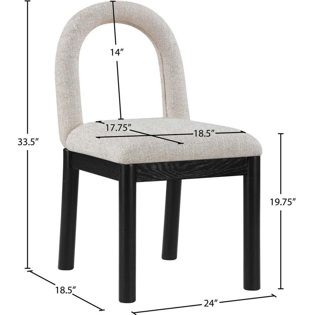 Conrad Linen Textured Fabric Upholstered Dining Chair — Beige / Black