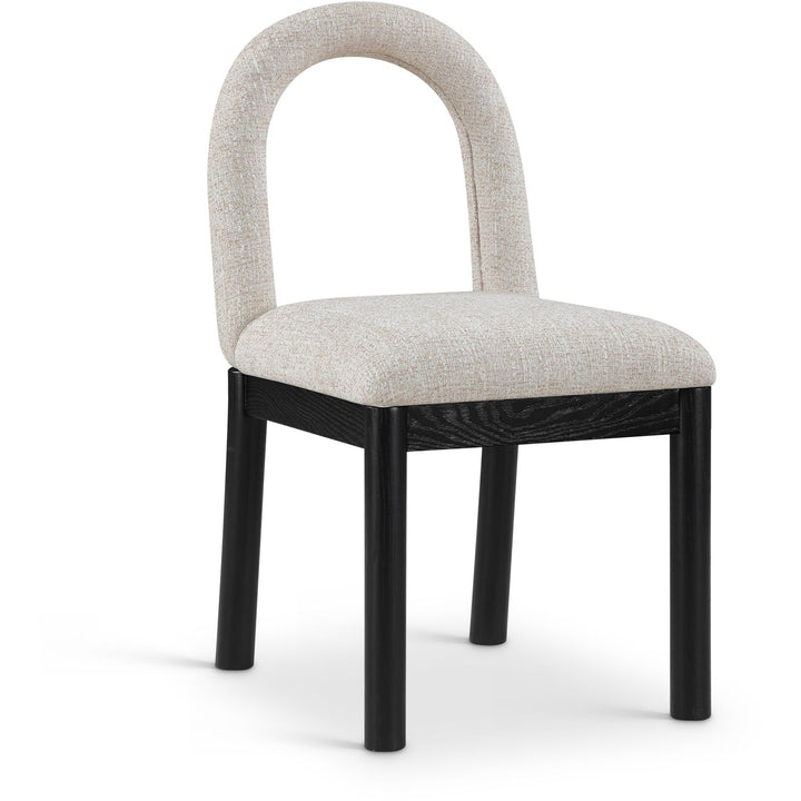 Conrad Linen Textured Fabric Upholstered Dining Chair — Beige / Black