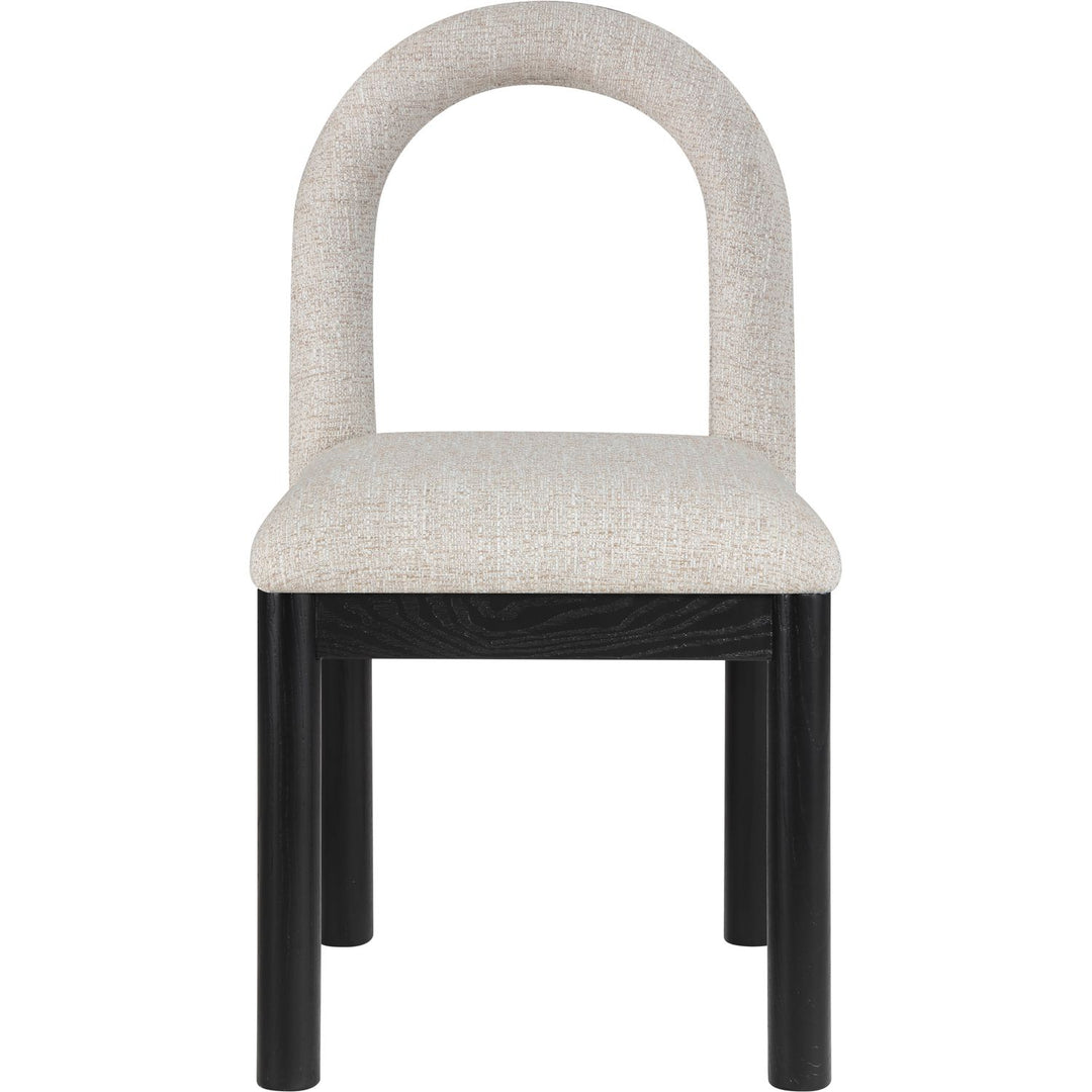 Conrad Linen Textured Fabric Upholstered Dining Chair — Beige / Black