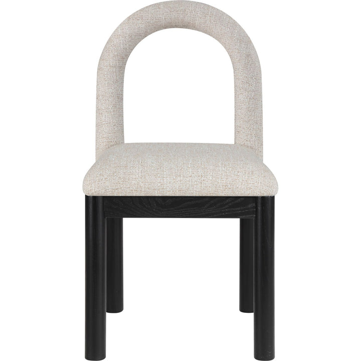 Conrad Linen Textured Fabric Upholstered Dining Chair — Beige / Black