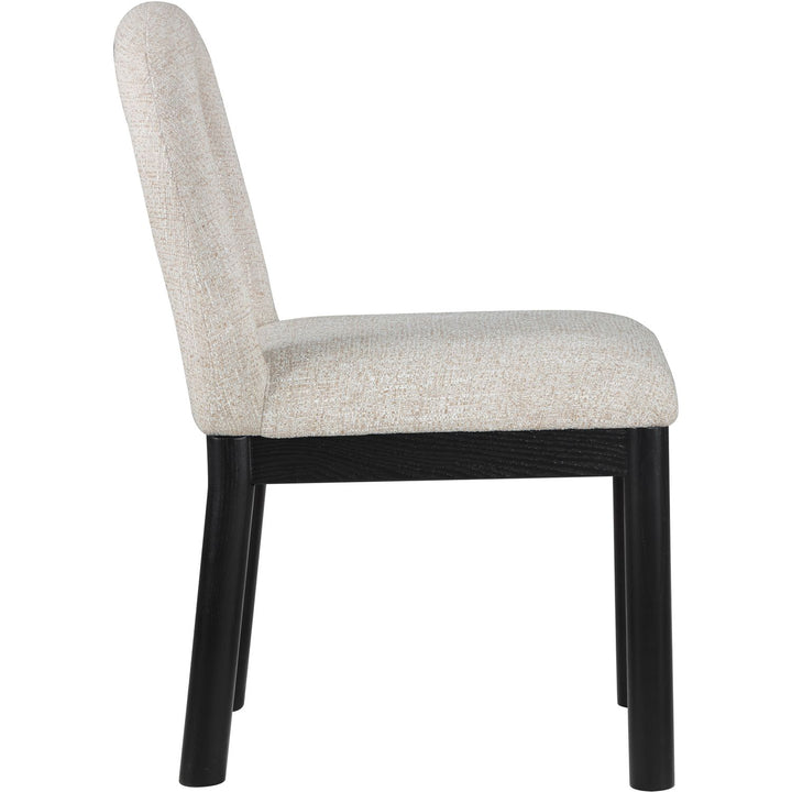 Conrad Linen Textured Fabric Upholstered Dining Chair — Beige / Black