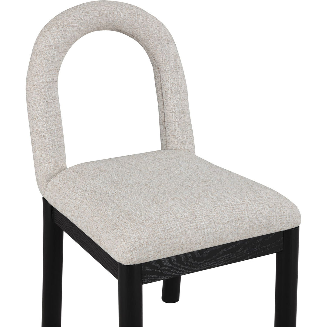 Conrad Linen Textured Fabric Upholstered Dining Chair — Beige / Black