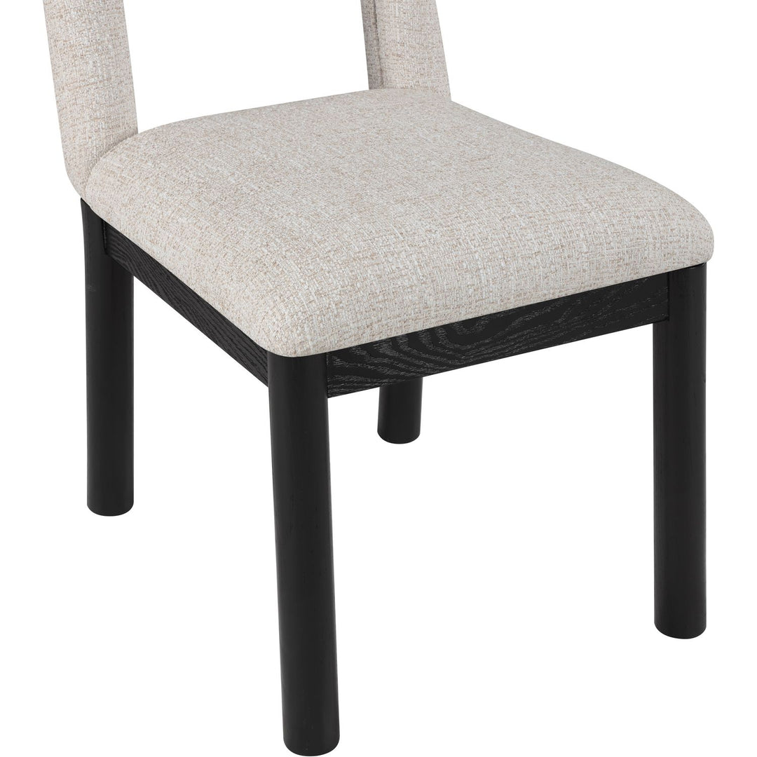 Conrad Linen Textured Fabric Upholstered Dining Chair — Beige / Black