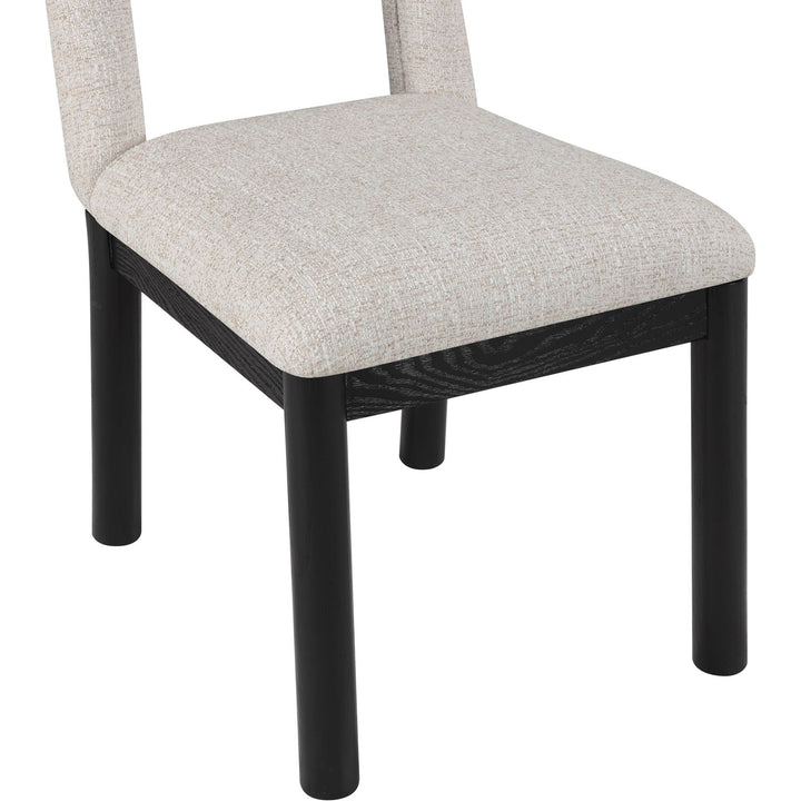 Conrad Linen Textured Fabric Upholstered Dining Chair — Beige / Black