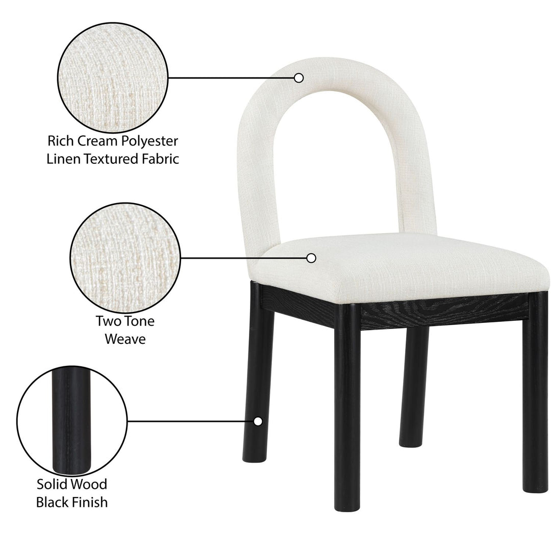 Conrad Linen Textured Fabric Upholstered Dining Chair — Cream / Black