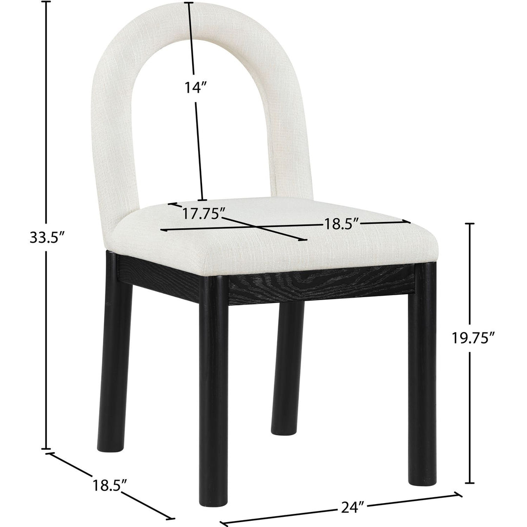 Conrad Linen Textured Fabric Upholstered Dining Chair — Cream / Black