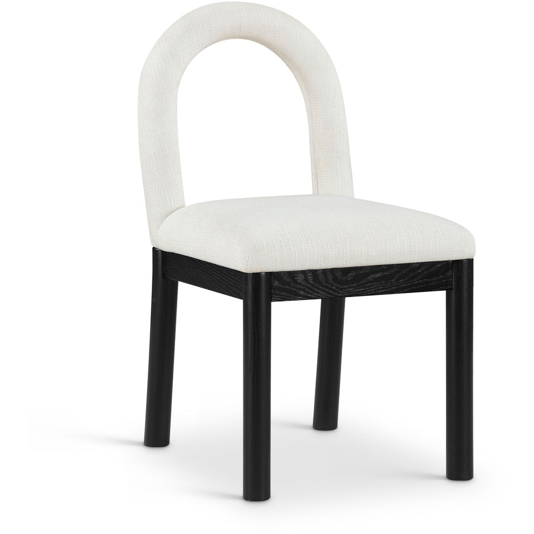 Conrad Linen Textured Fabric Upholstered Dining Chair — Cream / Black