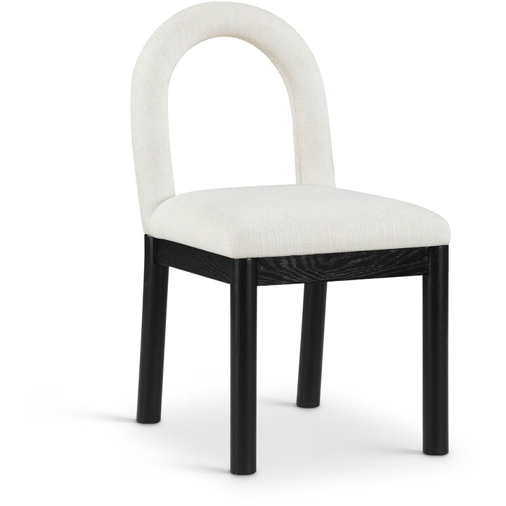Conrad Linen Textured Fabric Upholstered Dining Chair — Cream / Black