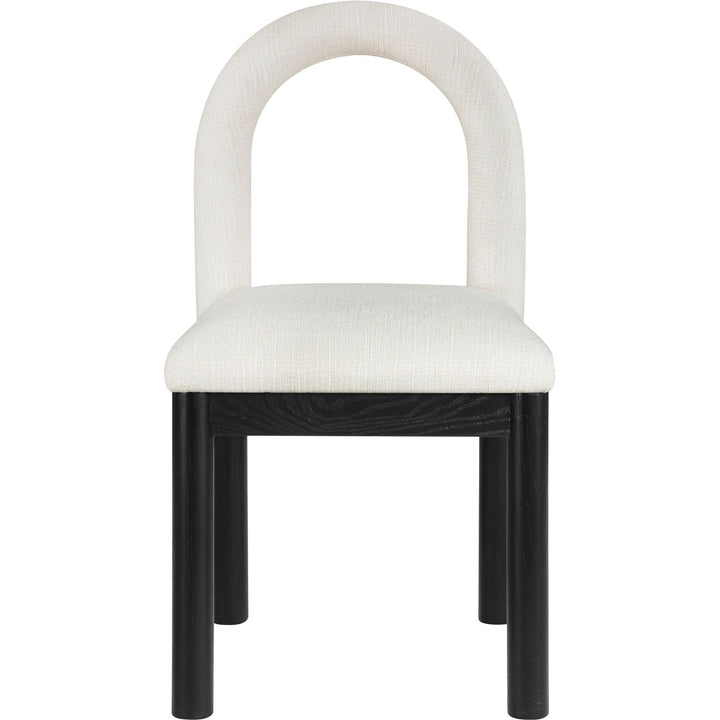 Conrad Linen Textured Fabric Upholstered Dining Chair — Cream / Black