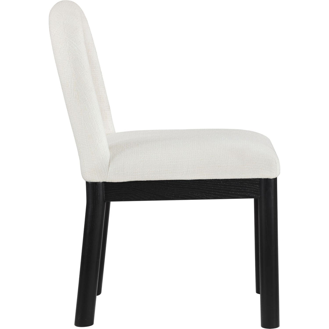 Conrad Linen Textured Fabric Upholstered Dining Chair — Cream / Black