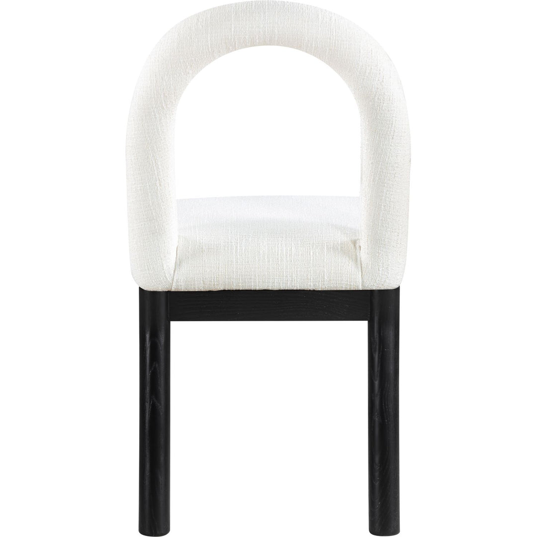 Conrad Linen Textured Fabric Upholstered Dining Chair — Cream / Black