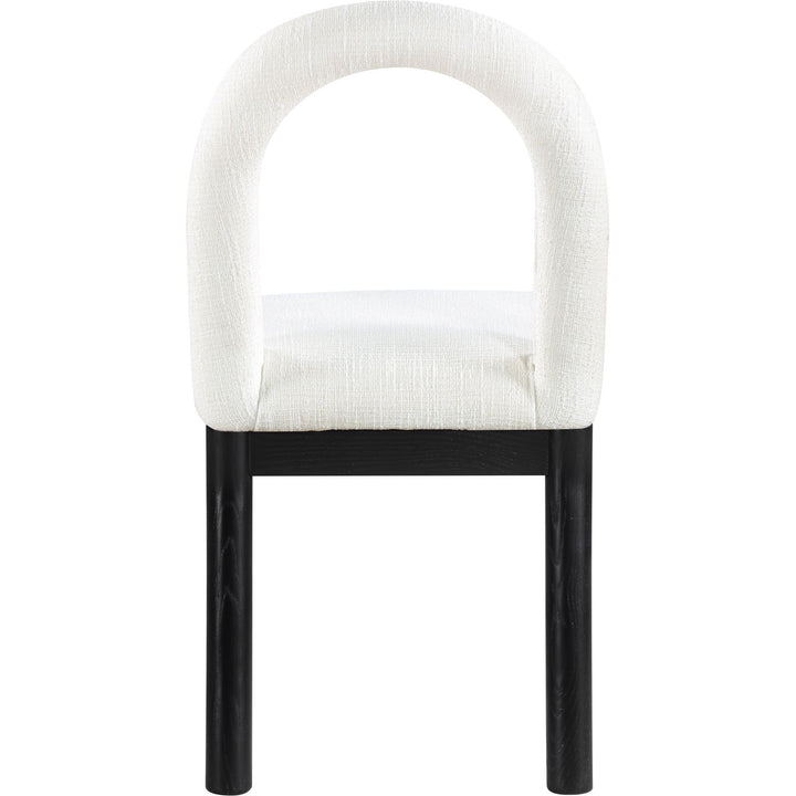 Conrad Linen Textured Fabric Upholstered Dining Chair — Cream / Black