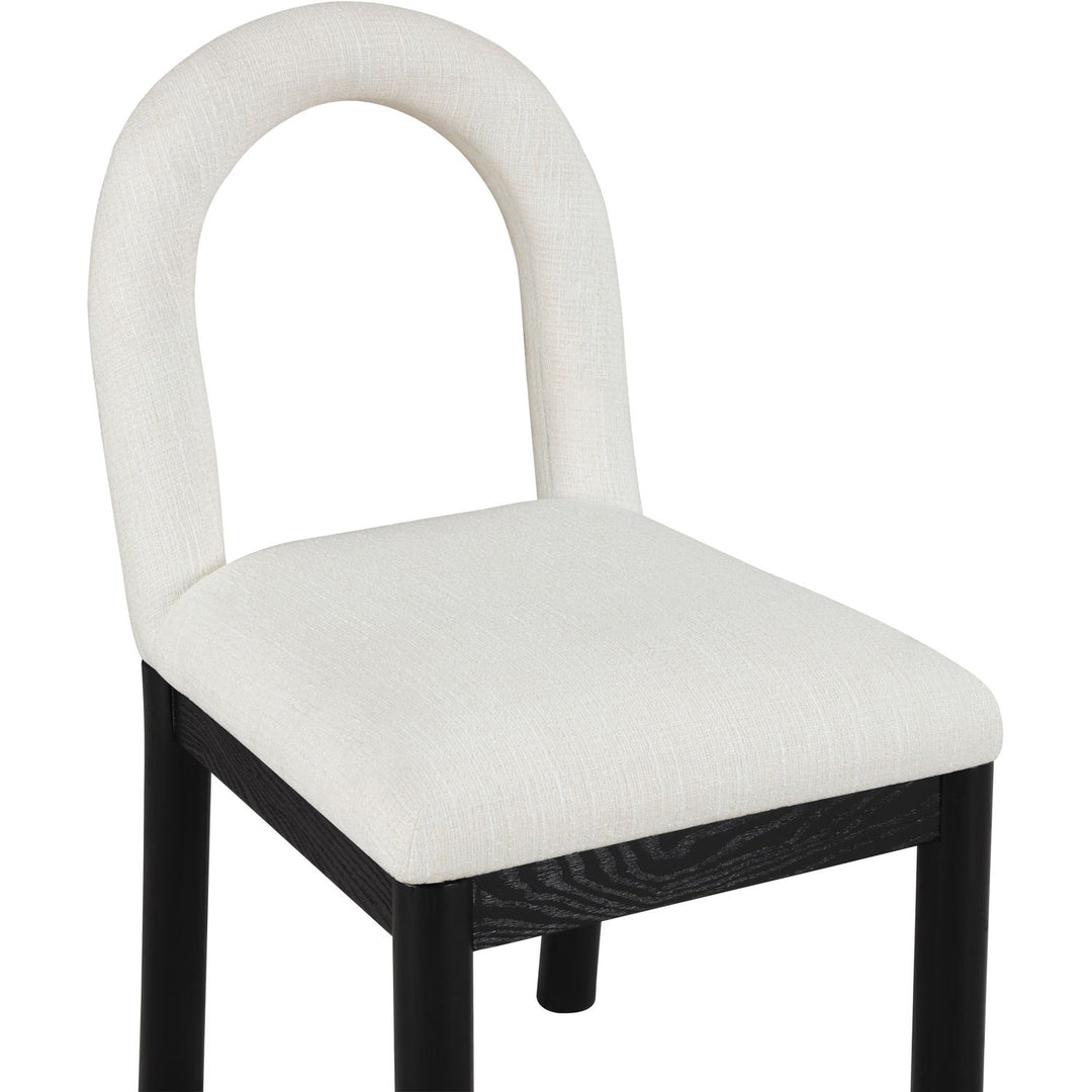 Conrad Linen Textured Fabric Upholstered Dining Chair — Cream / Black