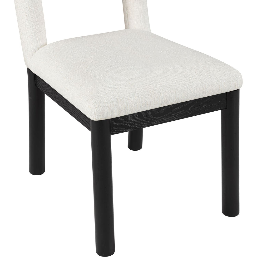 Conrad Linen Textured Fabric Upholstered Dining Chair — Cream / Black