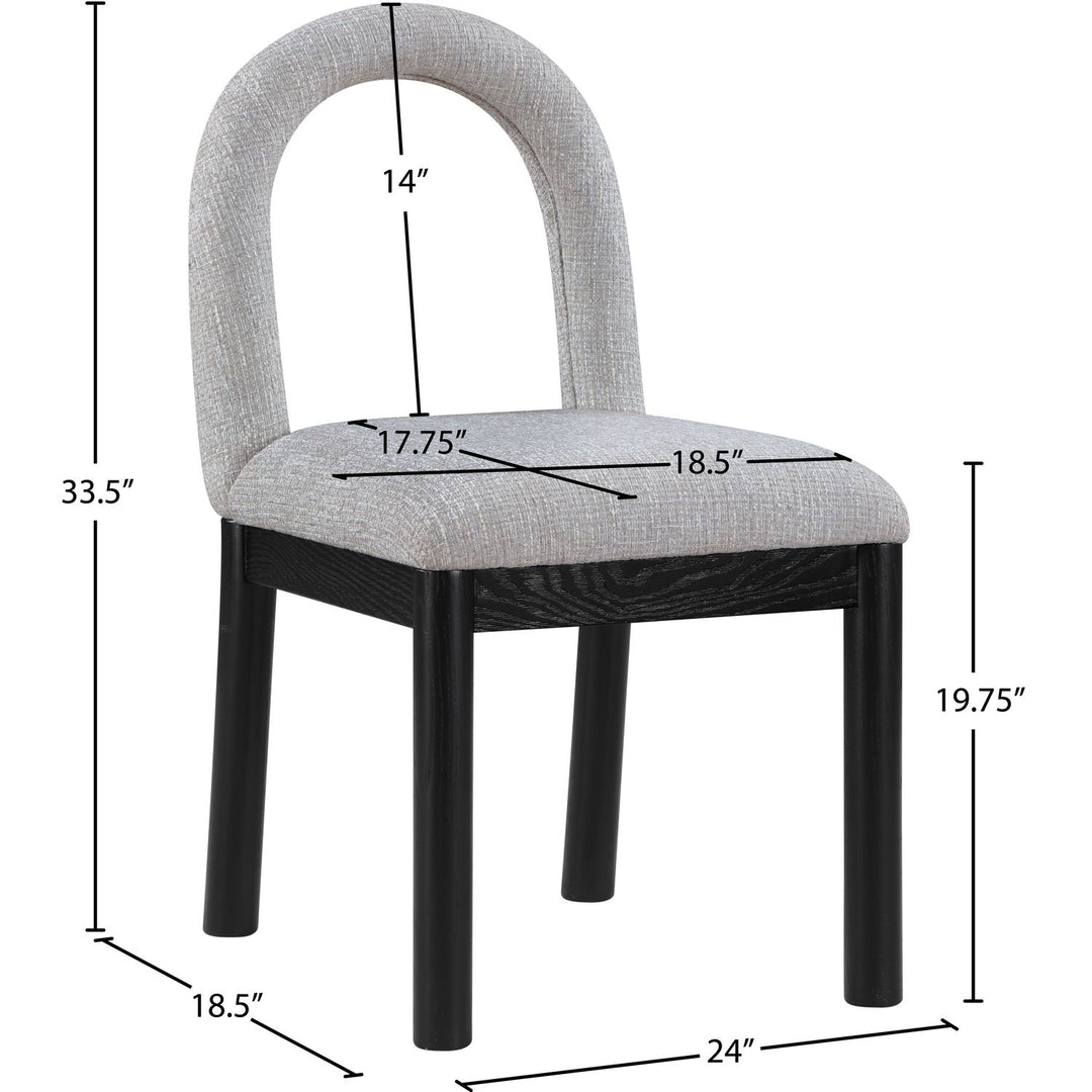 Conrad Linen Textured Fabric Upholstered Dining Chair — Grey / Black