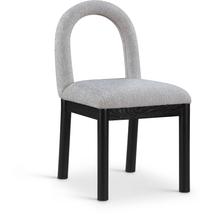 Conrad Linen Textured Fabric Upholstered Dining Chair — Grey / Black