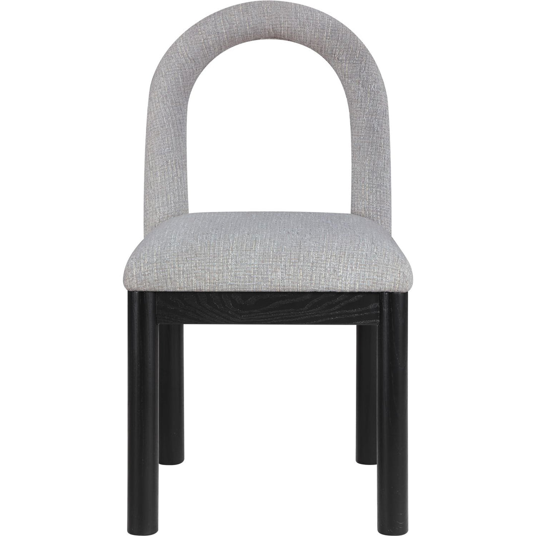 Conrad Linen Textured Fabric Upholstered Dining Chair — Grey / Black