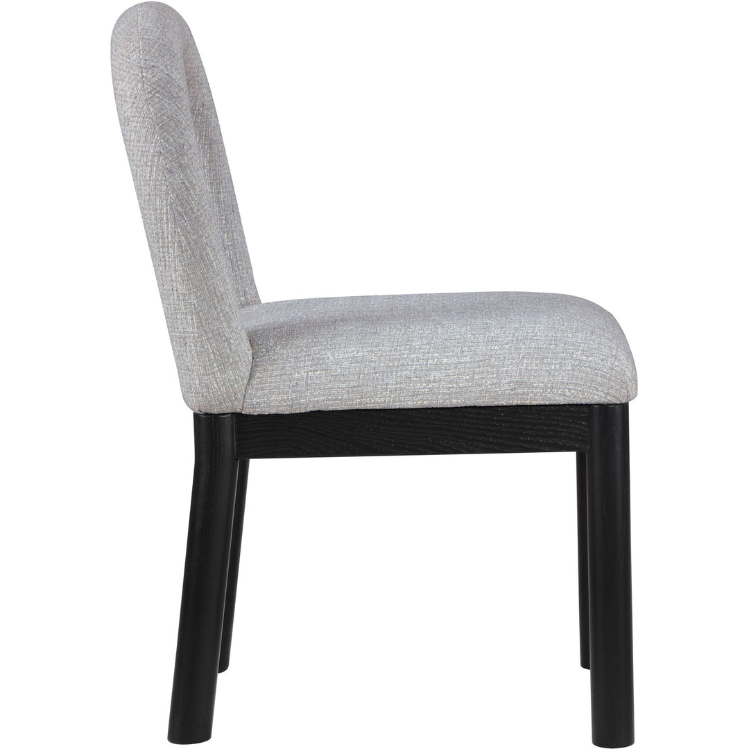 Conrad Linen Textured Fabric Upholstered Dining Chair — Grey / Black
