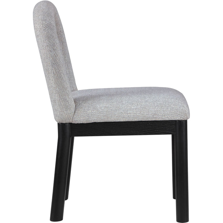 Conrad Linen Textured Fabric Upholstered Dining Chair — Grey / Black