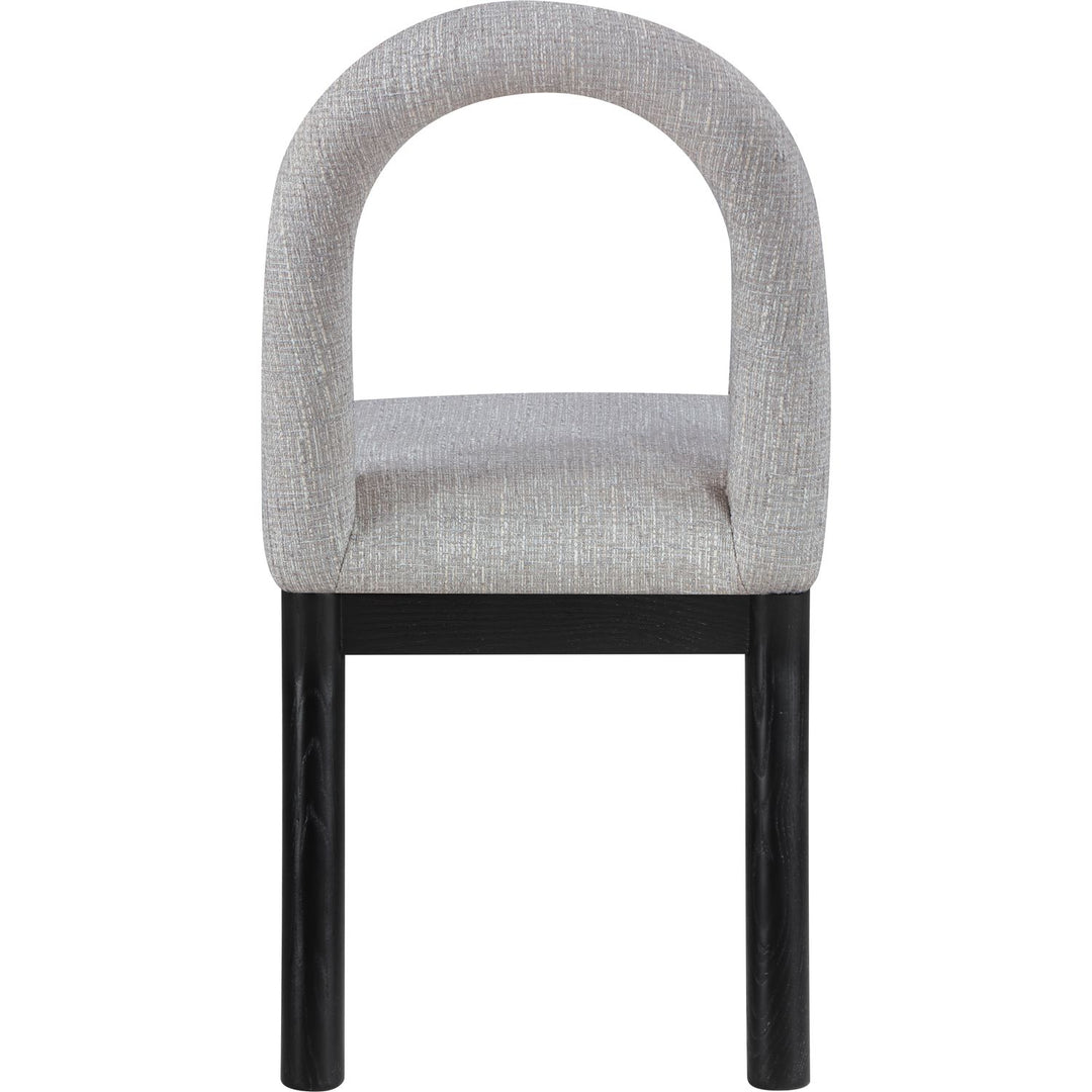 Conrad Linen Textured Fabric Upholstered Dining Chair — Grey / Black