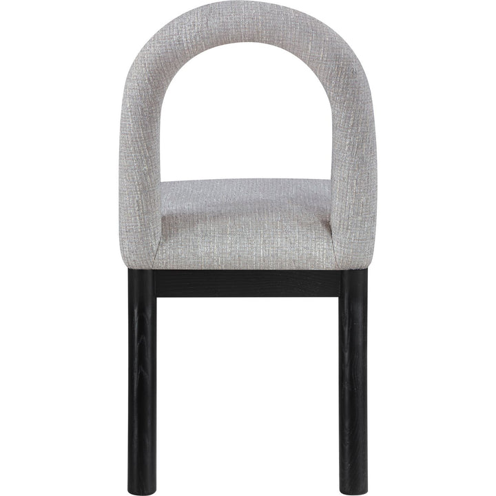 Conrad Linen Textured Fabric Upholstered Dining Chair — Grey / Black