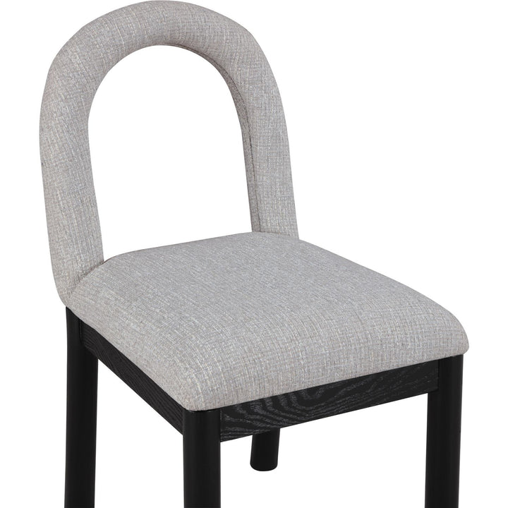 Conrad Linen Textured Fabric Upholstered Dining Chair — Grey / Black