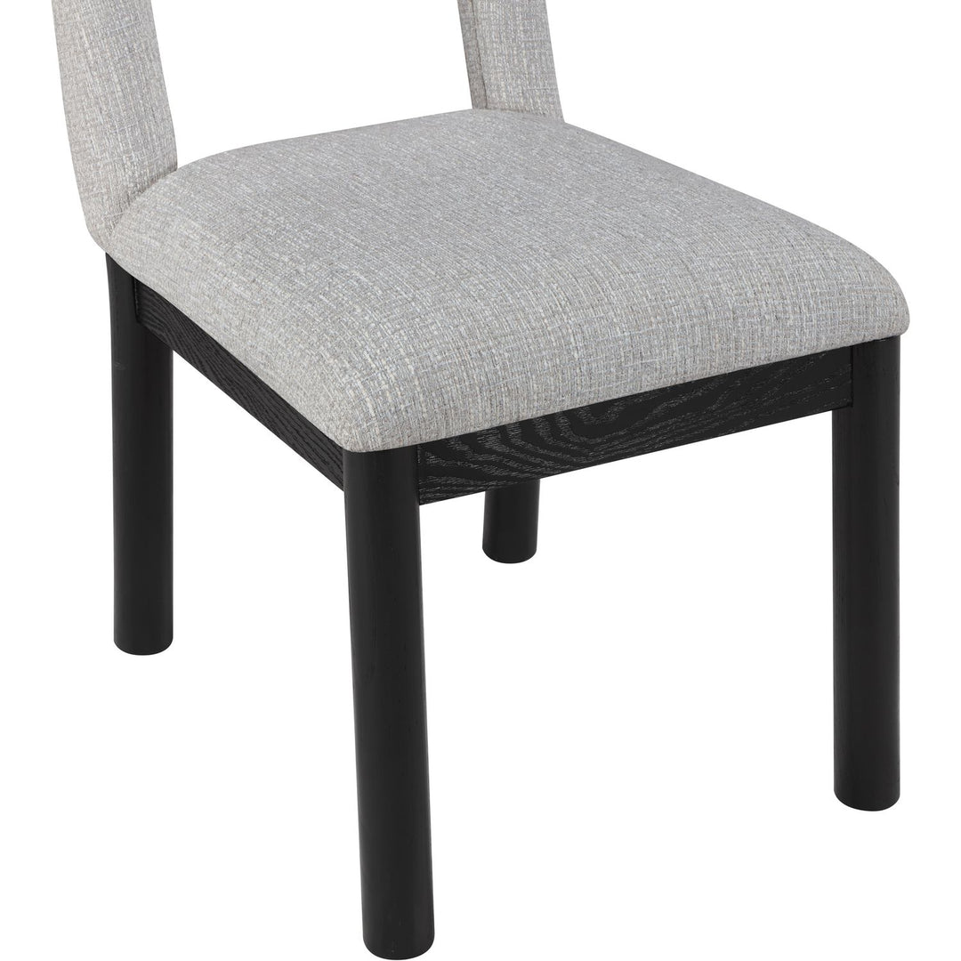 Conrad Linen Textured Fabric Upholstered Dining Chair — Grey / Black