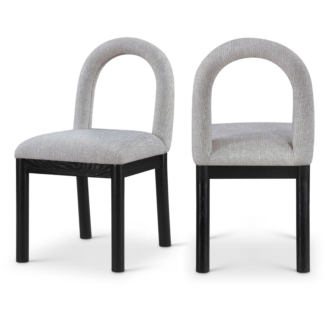 Conrad Grey Linen Textured Fabric Upholstered Dining Chair