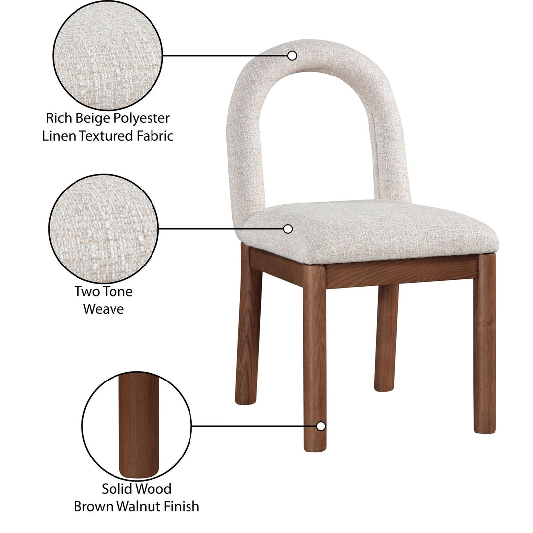 Conrad Linen Textured Fabric Upholstered Dining Chair — Beige / Brown