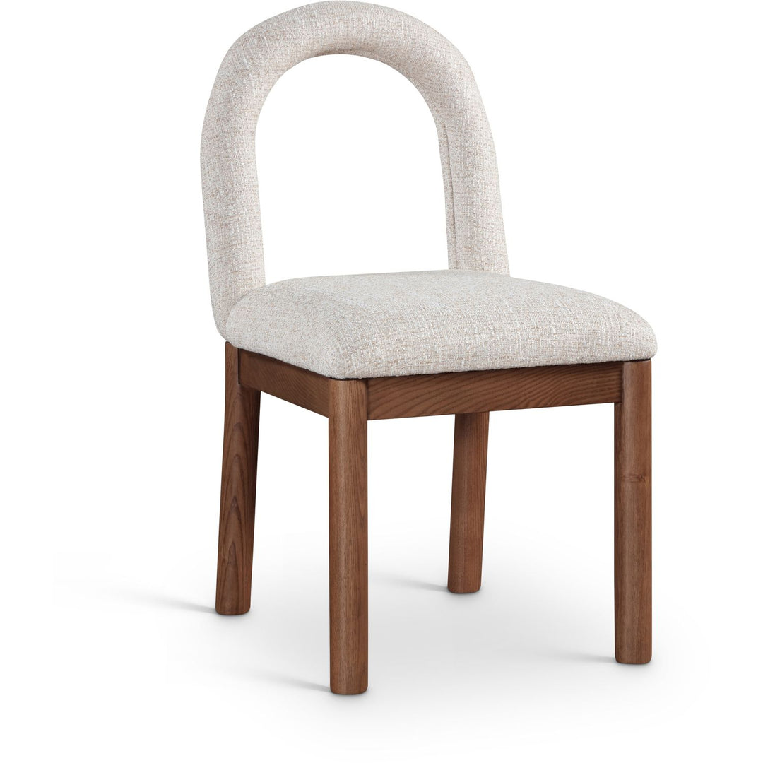 Conrad Linen Textured Fabric Upholstered Dining Chair — Beige / Brown
