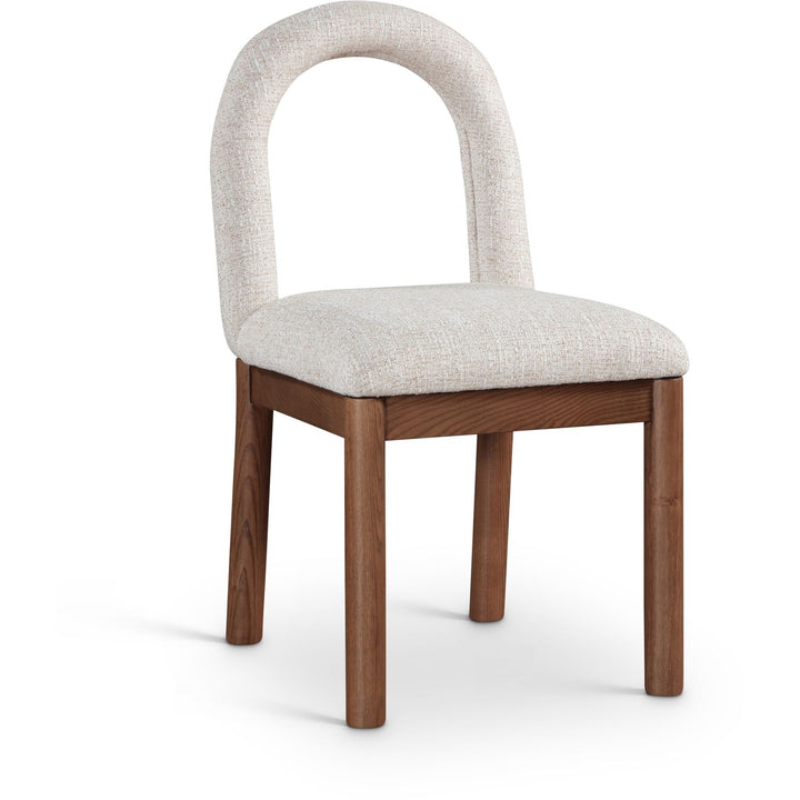 Conrad Linen Textured Fabric Upholstered Dining Chair — Beige / Brown