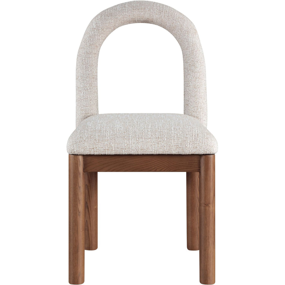 Conrad Linen Textured Fabric Upholstered Dining Chair — Beige / Brown