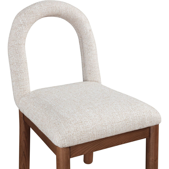 Conrad Linen Textured Fabric Upholstered Dining Chair — Beige / Brown