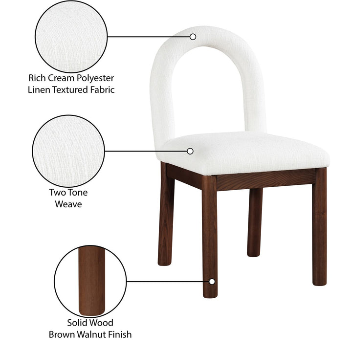 Conrad Linen Textured Fabric Upholstered Dining Chair — Cream / Brown
