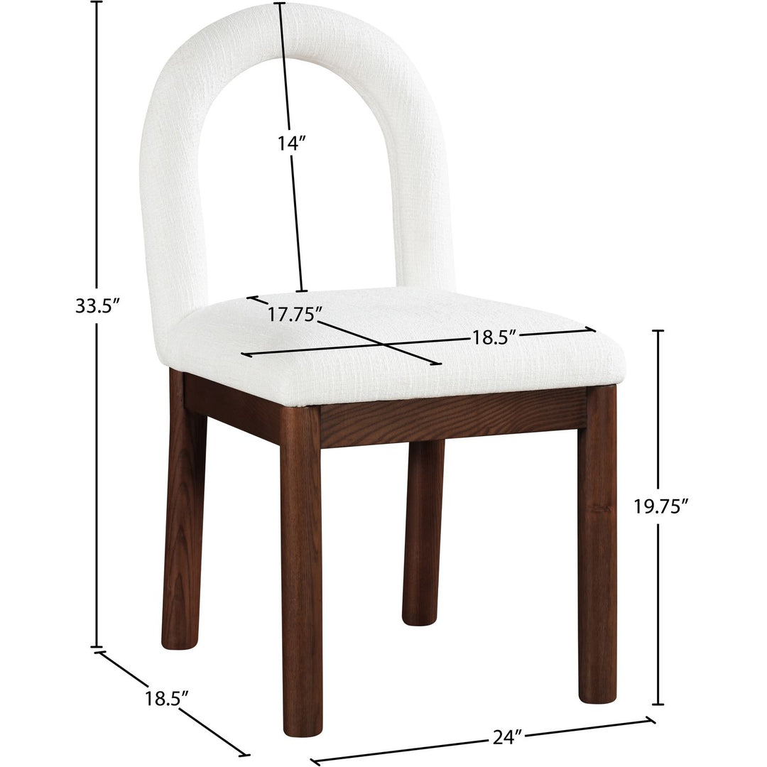 Conrad Linen Textured Fabric Upholstered Dining Chair — Cream / Brown