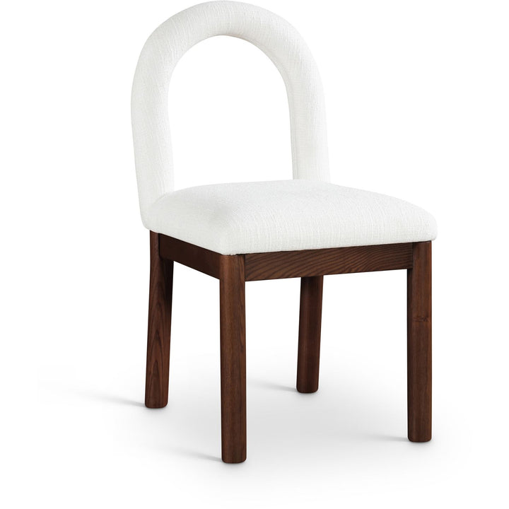 Conrad Linen Textured Fabric Upholstered Dining Chair — Cream / Brown