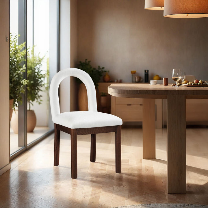 Conrad Linen Textured Fabric Upholstered Dining Chair — Cream / Brown