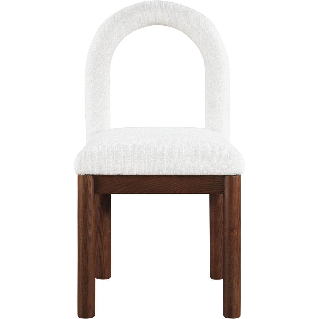 Conrad Linen Textured Fabric Upholstered Dining Chair — Cream / Brown
