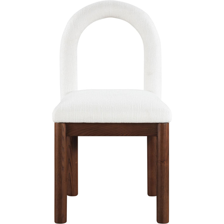 Conrad Linen Textured Fabric Upholstered Dining Chair — Cream / Brown