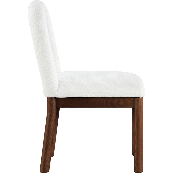 Conrad Linen Textured Fabric Upholstered Dining Chair — Cream / Brown