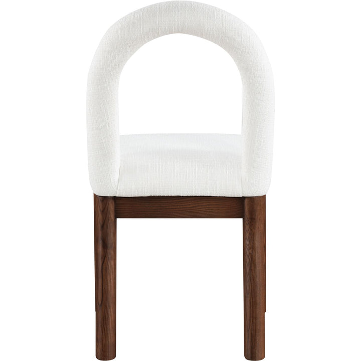 Conrad Linen Textured Fabric Upholstered Dining Chair — Cream / Brown
